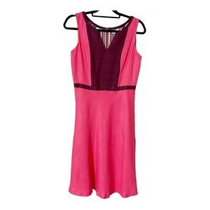 Boden Monica Pink Sleeveless Textured Notch Neck Barbiecore A Line Dress Size 4